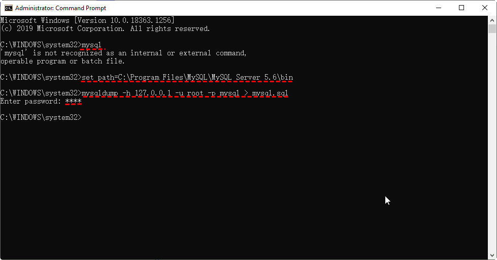 mysqldump 备份单个数据库 CMD