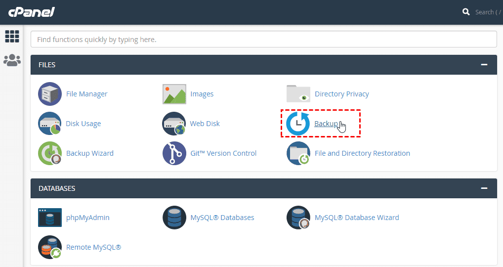 cPanel 备份 MySQL