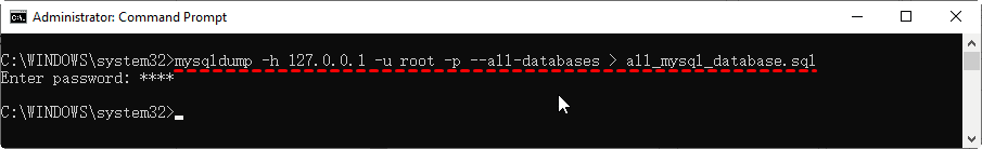 mysqldump 备份所有数据库 CMD