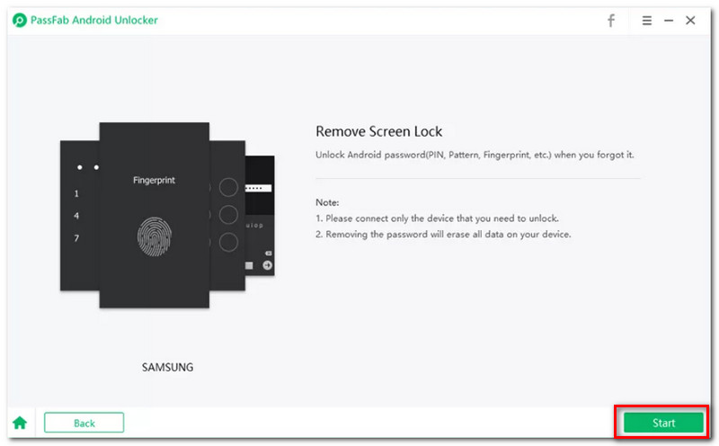 PassFab Android 解锁器开始按钮