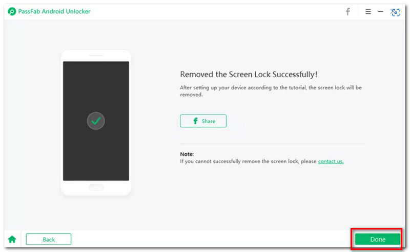 PassFab Android 解锁器完成按钮
